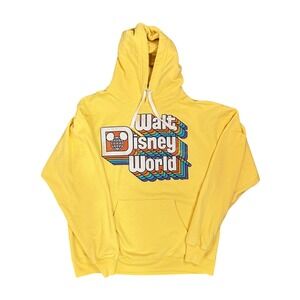 Walt Disney World Rainbow Hoodie Women's Yellow Size-M Retro Casual Sweatshirt